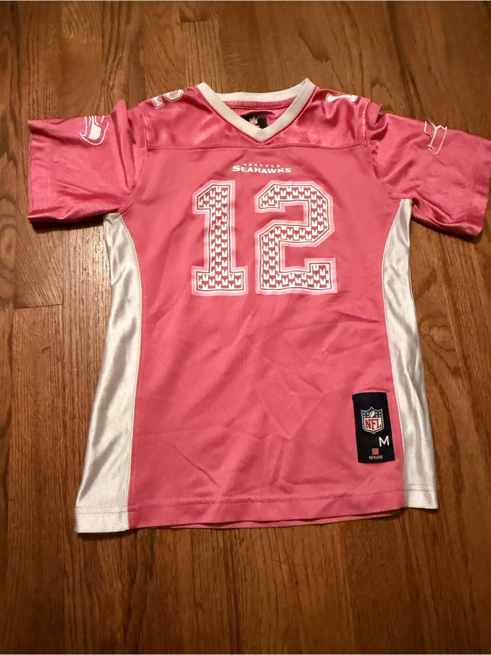 Kids Pink Seattle Seahawks #12 Jersey-Style Fan Top